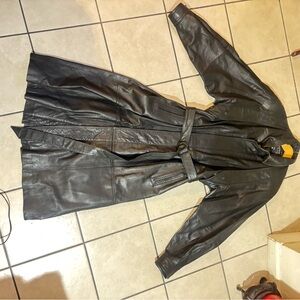 Women's Black Leather Giander Coat size small